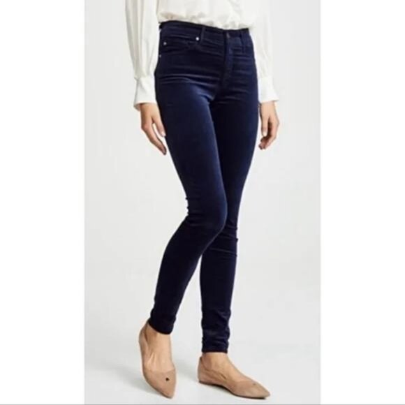 Ag Adriano Goldschmied Pants - AG Adriano Goldschmied The Farrah high rise Skinny Corduroy Navy size 38